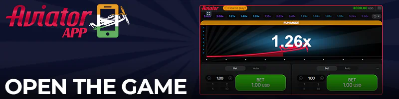 Open the Aviator game in the app